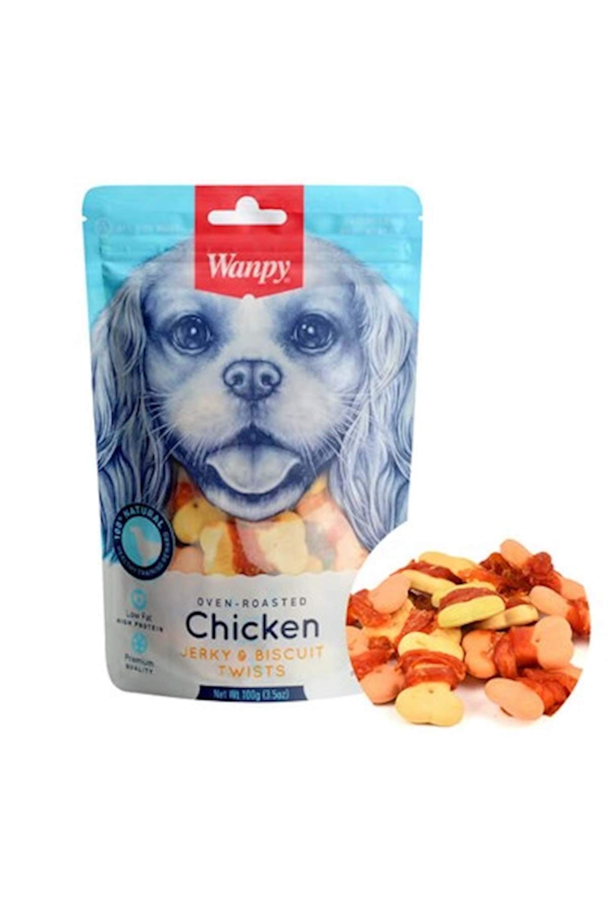 Wanpy Oven-Roasted Chicken Jerky&Biscuit Twists – 100gr - Image 2