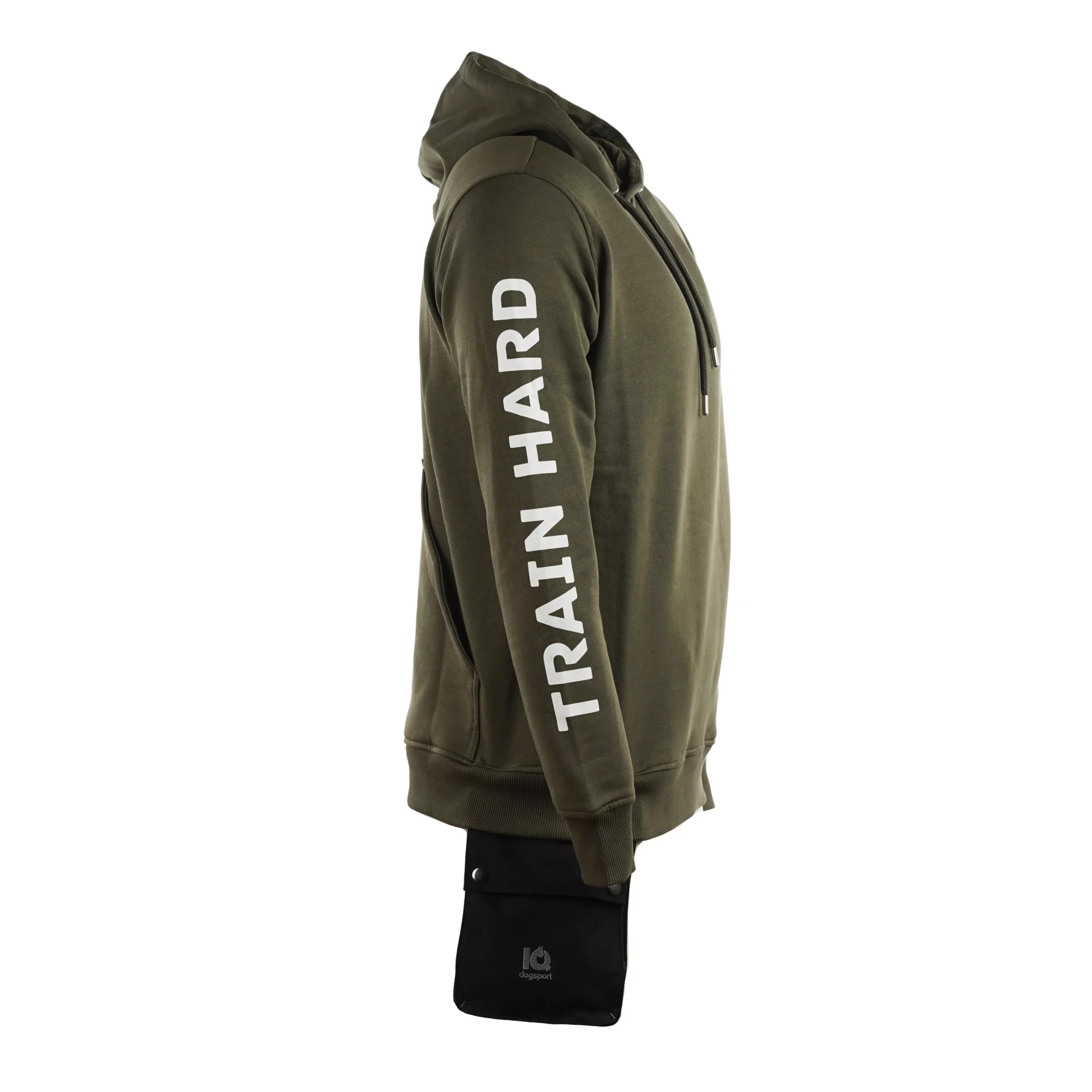 IQ Þjálfunar hettupeysa "Train hard" Unisex Olive - Image 3